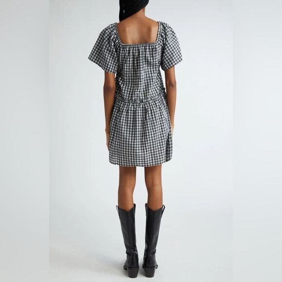 NWT GANNI Check Seersucker Tiered Minidress - Picture 4 of 10